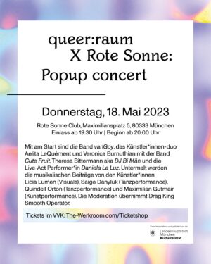 queer:raum x Rote Sonne: Popup Konzert – 18.05.2023